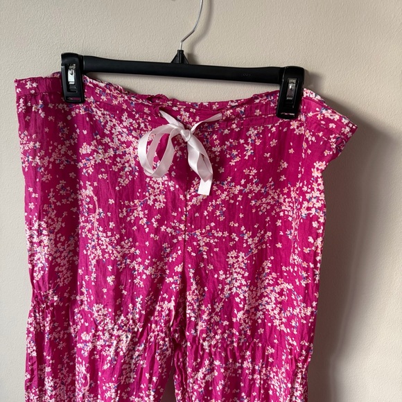 Anthropologie Papinelle Cheri Blossom Full Length Pajama Set Size L Silk Blend - Picture 9 of 16